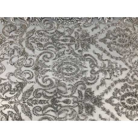 silver lace fabric by the yard